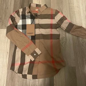 Womens Burberry Plaid Button Down Shirt